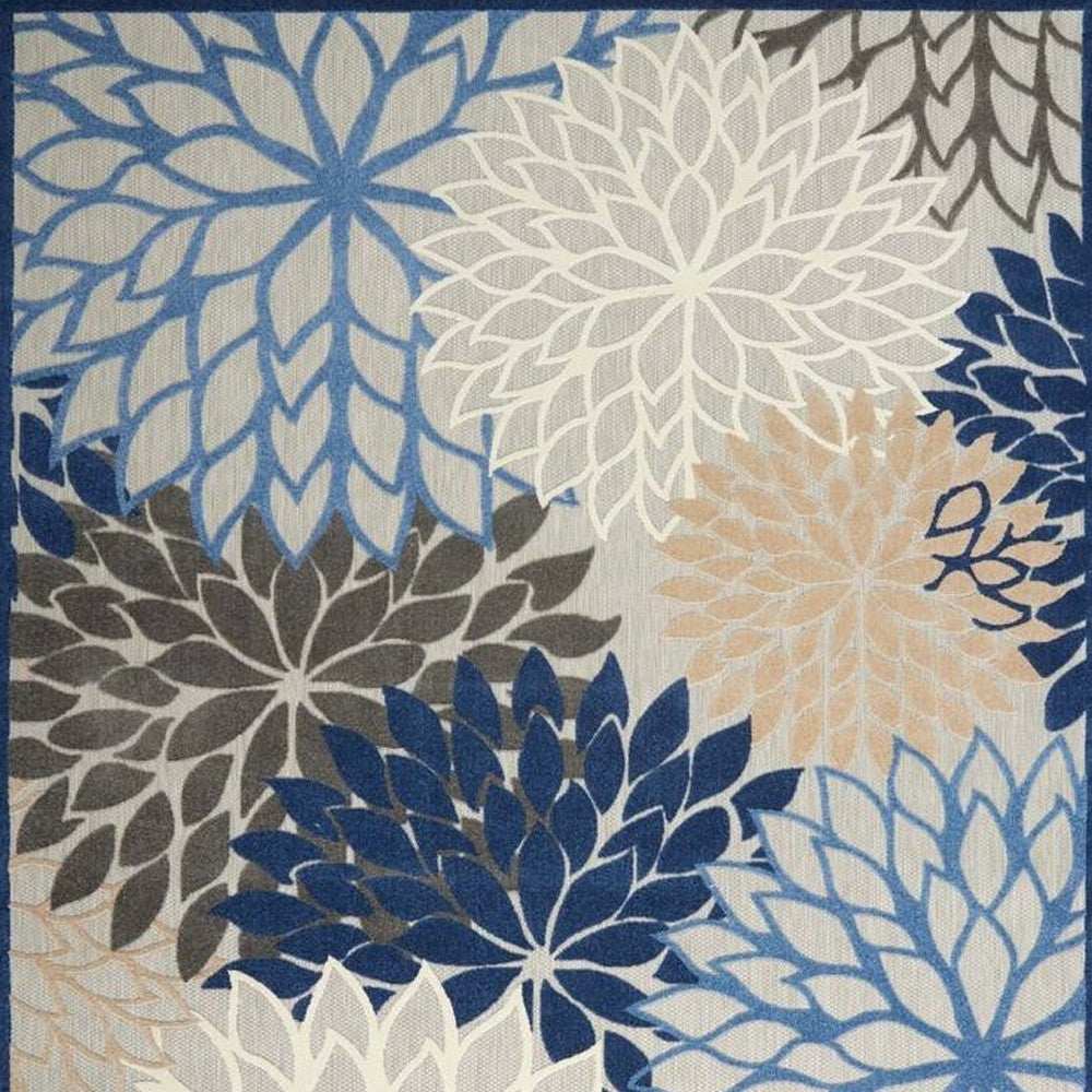 10' X 13' Blue Floral Non Skid Indoor Outdoor Area Rug - Homeroots - Flyclothing LLC