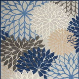 10' X 13' Blue Floral Non Skid Indoor Outdoor Area Rug - Homeroots - Flyclothing LLC