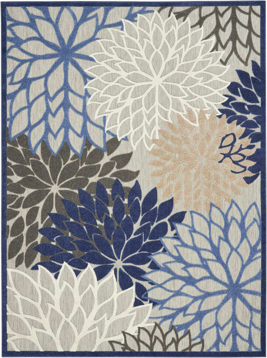 10' X 13' Blue Floral Non Skid Indoor Outdoor Area Rug - Homeroots - Flyclothing LLC