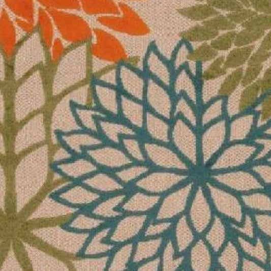 10' X 13' Orange Green And Blue Floral Non Skid Indoor Outdoor Area Rug - Homeroots - Flyclothing LLC