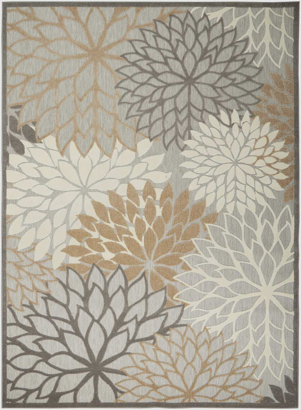9' X 12' Natural Floral Non Skid Indoor Outdoor Area Rug - Homeroots - Flyclothing LLC