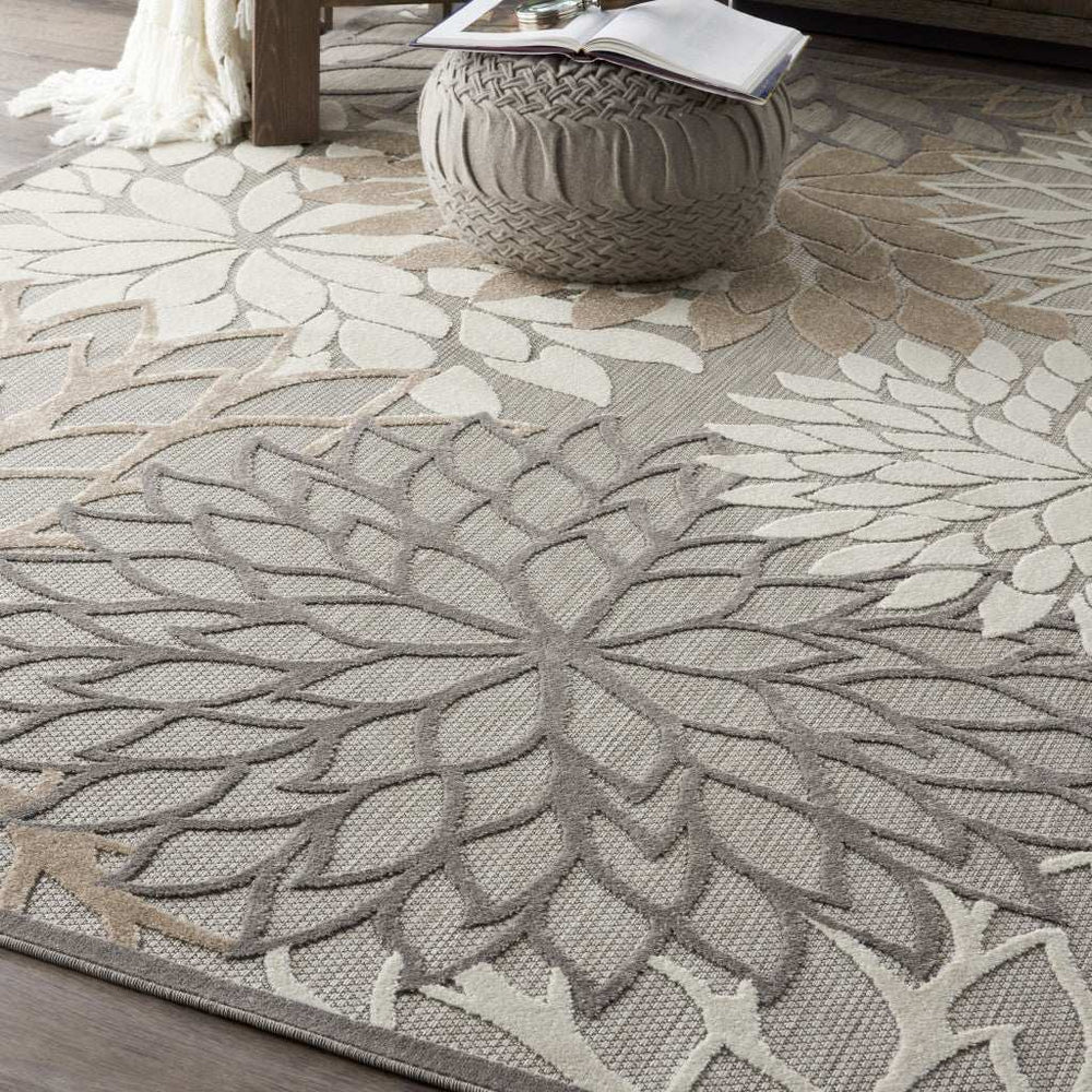 10' X 13' Natural Floral Non Skid Indoor Outdoor Area Rug - Homeroots - Flyclothing LLC