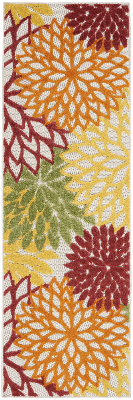 2' X 6' Red Floral Non Skid Indoor Outdoor Runner Rug - Homeroots - Flyclothing LLC