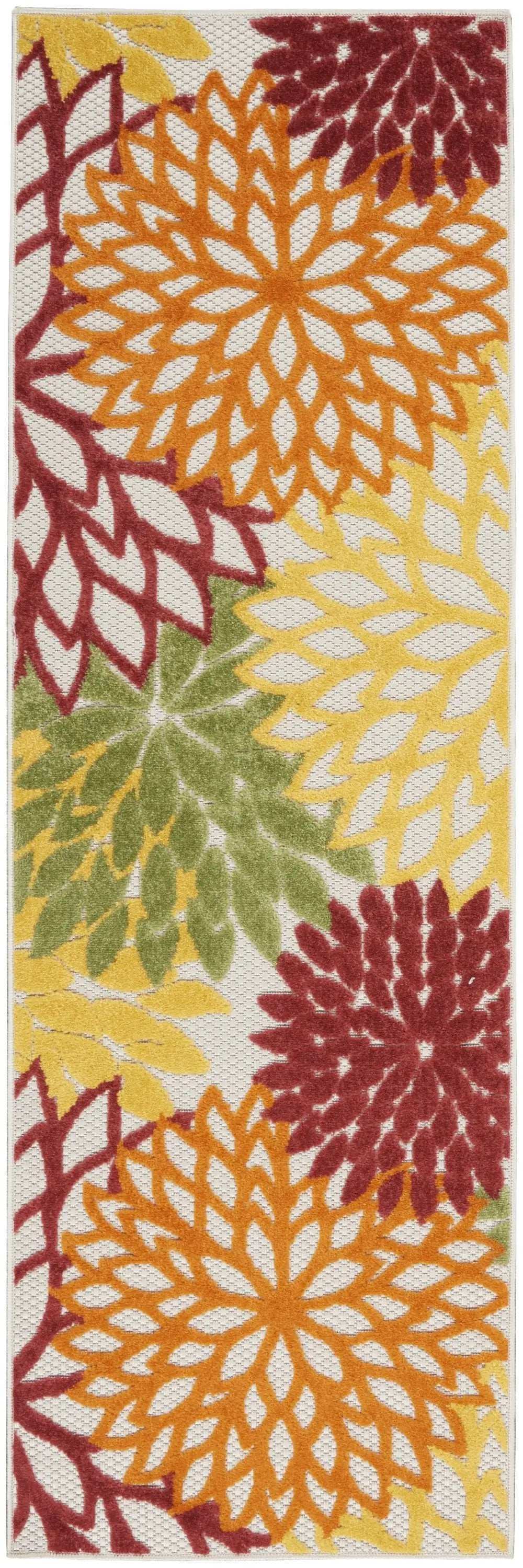 2' X 8' Red Floral Non Skid Indoor Outdoor Runner Rug - Homeroots - Flyclothing LLC