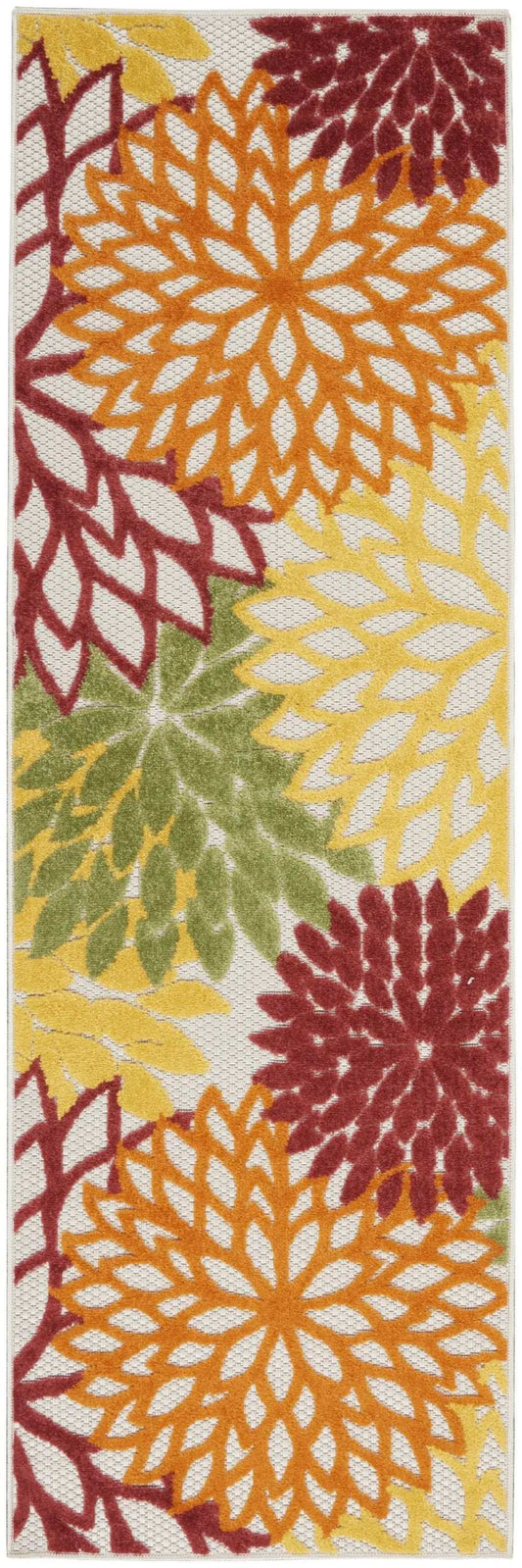 2' X 8' Red Floral Non Skid Indoor Outdoor Runner Rug - Homeroots - Flyclothing LLC