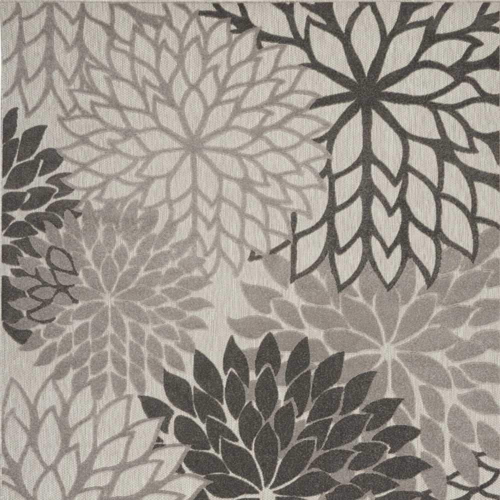 10' X 13' Silver Grey Floral Non Skid Indoor Outdoor Area Rug - Homeroots - Flyclothing LLC