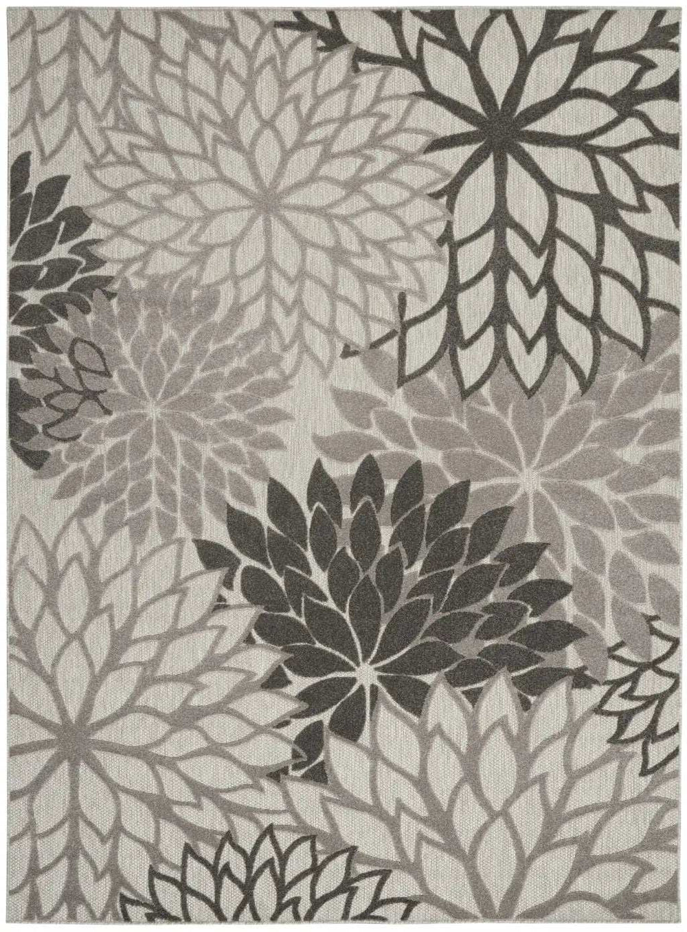 10' X 13' Silver Grey Floral Non Skid Indoor Outdoor Area Rug - Homeroots - Flyclothing LLC