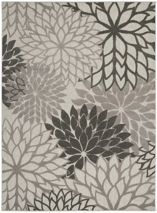 10' X 13' Silver Grey Floral Non Skid Indoor Outdoor Area Rug - Homeroots - Flyclothing LLC