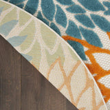 8' X 8' Turquoise Round Floral Non Skid Indoor Outdoor Area Rug - Homeroots - Flyclothing LLC