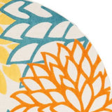 8' X 8' Turquoise Round Floral Non Skid Indoor Outdoor Area Rug - Homeroots - Flyclothing LLC