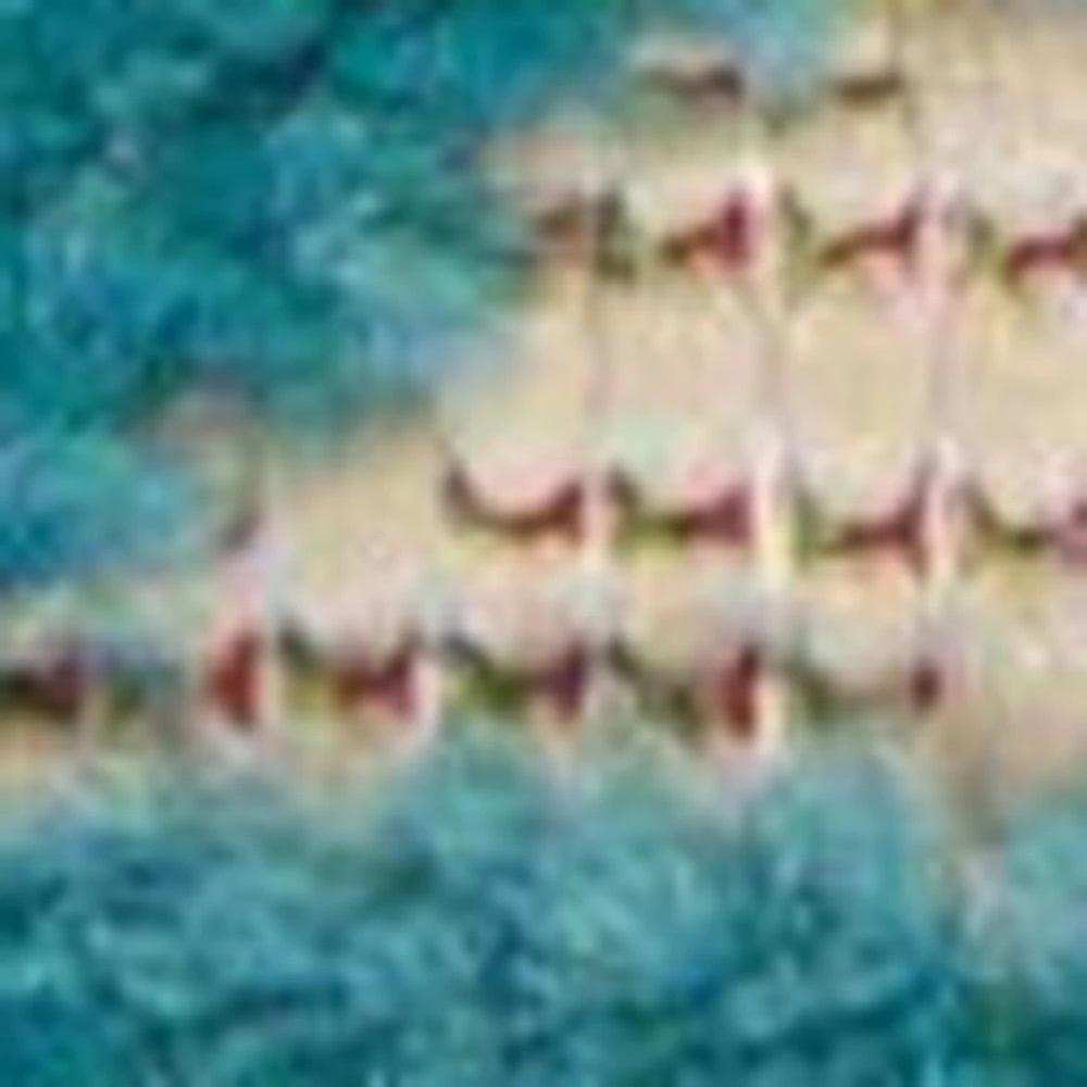 10' X 13' Aqua Damask Non Skid Indoor Outdoor Area Rug - Homeroots - Flyclothing LLC