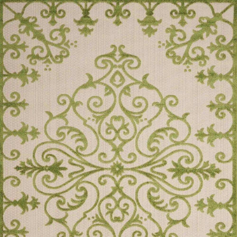 10' X 13' Green Damask Non Skid Indoor Outdoor Area Rug - Homeroots - Flyclothing LLC