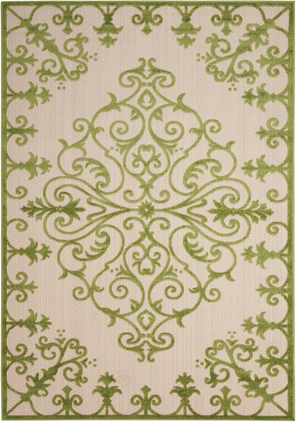 10' X 13' Green Damask Non Skid Indoor Outdoor Area Rug - Homeroots - Flyclothing LLC