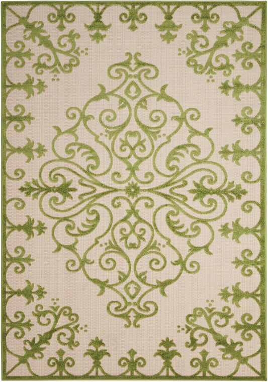 10' X 13' Green Damask Non Skid Indoor Outdoor Area Rug - Homeroots - Flyclothing LLC