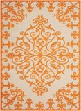 10' X 13' Orange Damask Non Skid Indoor Outdoor Area Rug - Homeroots - Flyclothing LLC