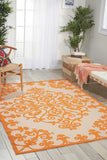 10' X 13' Orange Damask Non Skid Indoor Outdoor Area Rug - Homeroots - Flyclothing LLC