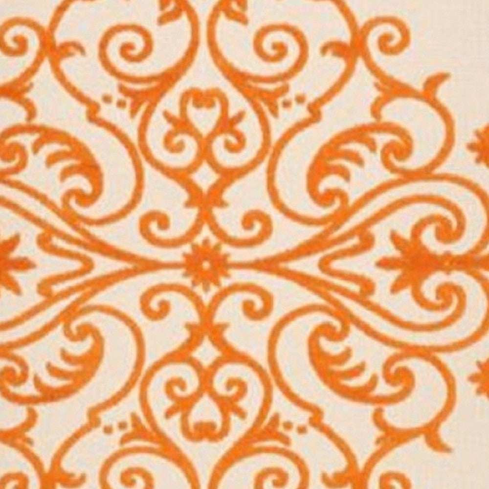 10' X 13' Orange Damask Non Skid Indoor Outdoor Area Rug - Homeroots - Flyclothing LLC