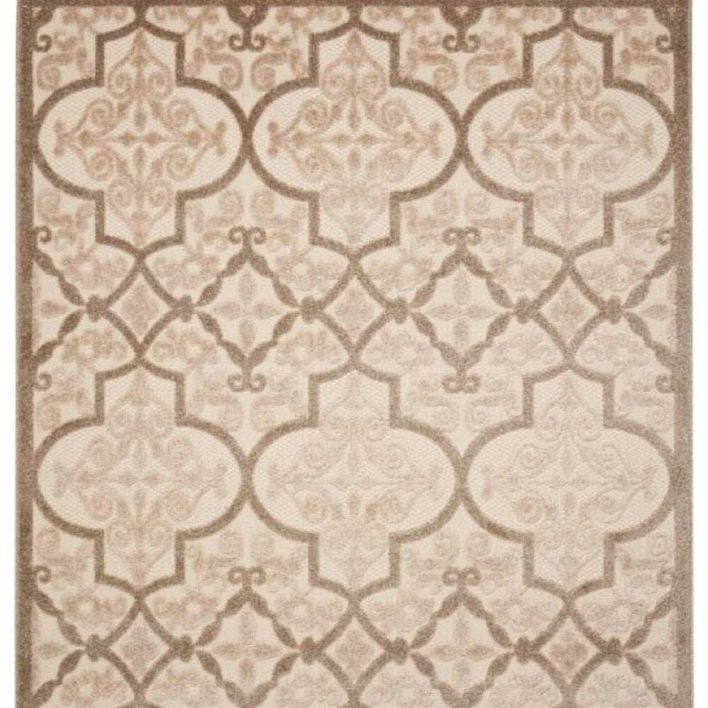 10' X 13' Cream Ikat Non Skid Indoor Outdoor Area Rug - Homeroots - Flyclothing LLC