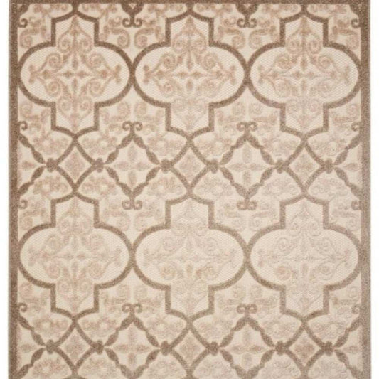 10' X 13' Cream Ikat Non Skid Indoor Outdoor Area Rug - Homeroots - Flyclothing LLC