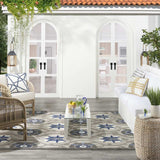12' X 15' Blue And Grey Ikat Non Skid Indoor Outdoor Area Rug - Homeroots - Flyclothing LLC