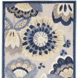 2' X 10' Blue And Grey Floral Non Skid Indoor Outdoor Runner Rug - Homeroots - Flyclothing LLC