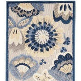 2' X 12' Blue And Grey Floral Non Skid Indoor Outdoor Runner Rug - Homeroots - Flyclothing LLC
