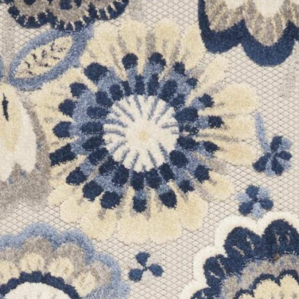 2' X 8' Blue And Grey Toile Non Skid Indoor Outdoor Runner Rug - Homeroots - Flyclothing LLC