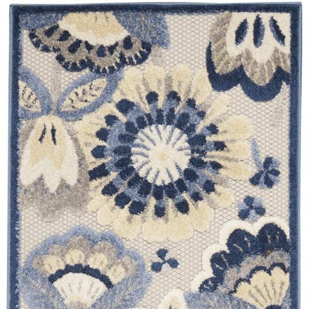 2' X 8' Blue And Grey Toile Non Skid Indoor Outdoor Runner Rug - Homeroots - Flyclothing LLC