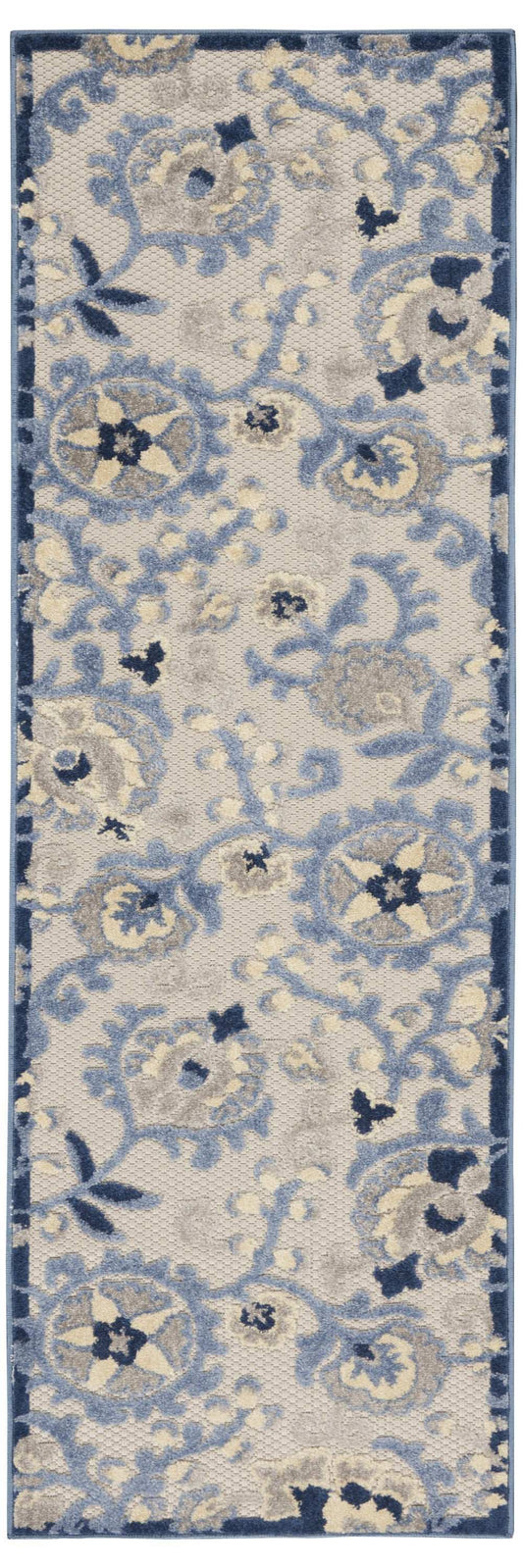 2' X 8' Blue And Grey Toile Non Skid Indoor Outdoor Runner Rug - Homeroots - Flyclothing LLC