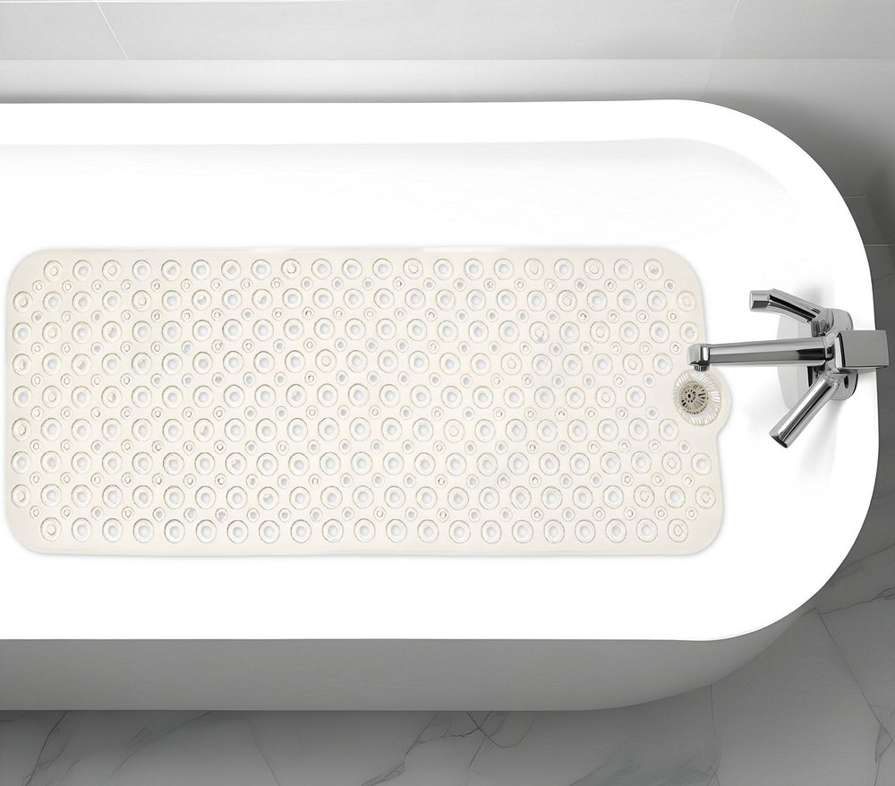 40" Ivory Beige Bubbles Non Slip Bath Mat - Homeroots - Flyclothing LLC