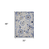 3' X 4' Blue And Grey Toile Non Skid Indoor Outdoor Area Rug - Homeroots - Flyclothing LLC