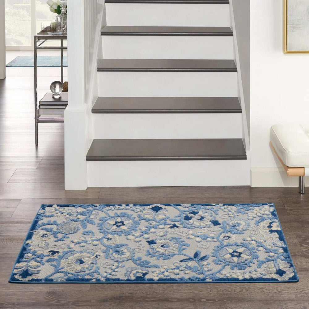 3' X 4' Blue And Grey Toile Non Skid Indoor Outdoor Area Rug - Homeroots - Flyclothing LLC