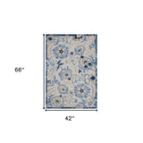 4' X 6' Blue And Grey Toile Non Skid Indoor Outdoor Area Rug - Homeroots - Flyclothing LLC