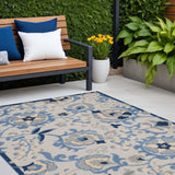 4' X 6' Blue And Grey Toile Non Skid Indoor Outdoor Area Rug - Homeroots - Flyclothing LLC