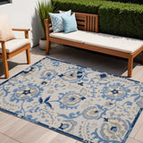 5' X 7' Blue And Grey Toile Non Skid Indoor Outdoor Area Rug - Homeroots - Flyclothing LLC