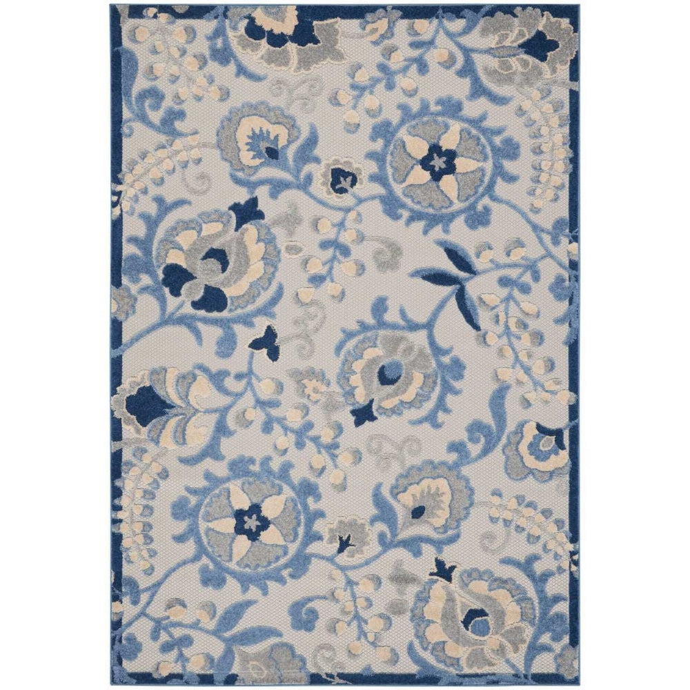 9' X 12' Blue And Grey Toile Non Skid Indoor Outdoor Area Rug - Homeroots - Flyclothing LLC