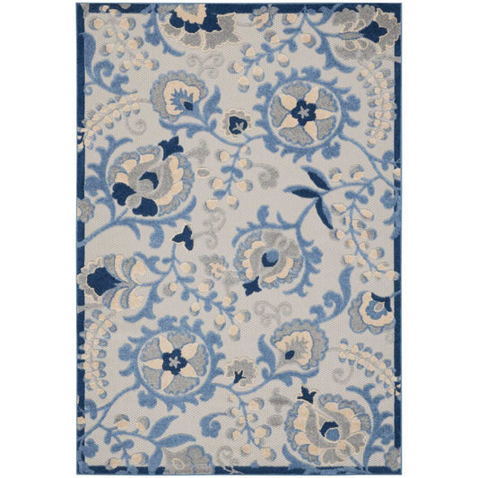 9' X 12' Blue And Grey Toile Non Skid Indoor Outdoor Area Rug - Homeroots - Flyclothing LLC