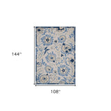 9' X 12' Blue And Grey Toile Non Skid Indoor Outdoor Area Rug - Homeroots - Flyclothing LLC