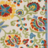 2' X 6' Ivory Green Yellow Floral Non Skid Indoor Outdoor Runner Rug - Homeroots - Flyclothing LLC