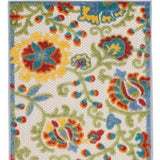 2' X 6' Ivory Green Yellow Floral Non Skid Indoor Outdoor Runner Rug - Homeroots - Flyclothing LLC