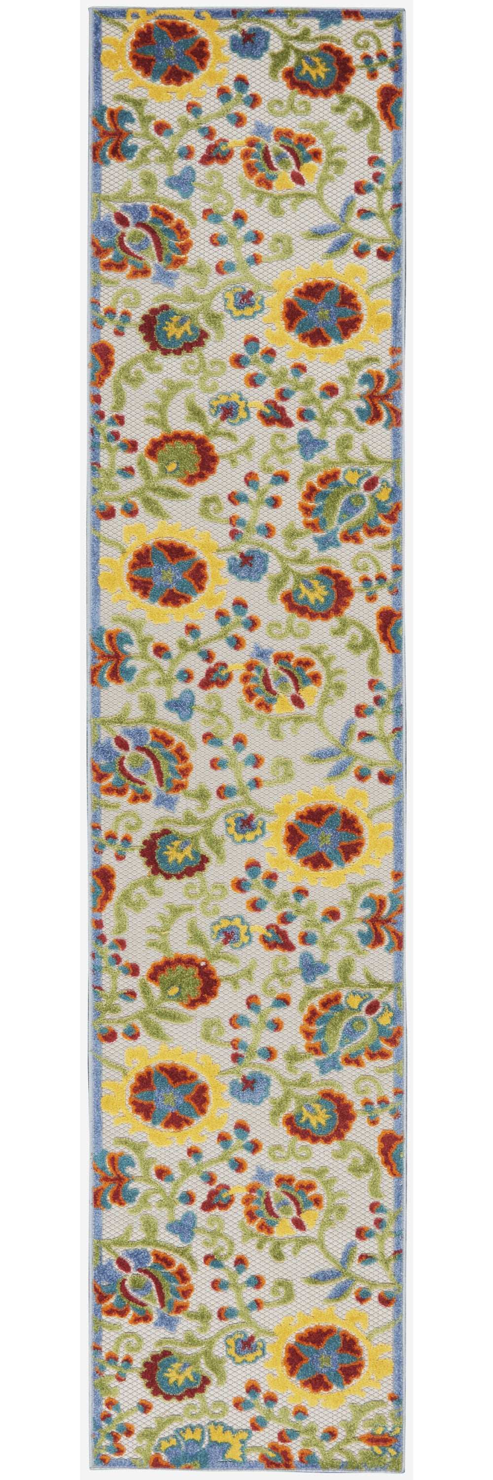 2' X 10' Ivory Toile Non Skid Indoor Outdoor Runner Rug - Homeroots - Flyclothing LLC