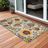 3' X 4' Ivory Toile Non Skid Indoor Outdoor Area Rug - Homeroots - Flyclothing LLC