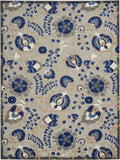 10' X 13' Natural And Blue Toile Non Skid Indoor Outdoor Area Rug - Homeroots - Flyclothing LLC
