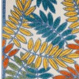 2' X 12' Ivory Teal And Gold Floral Non Skid Indoor Outdoor Runner Rug - Homeroots - Flyclothing LLC