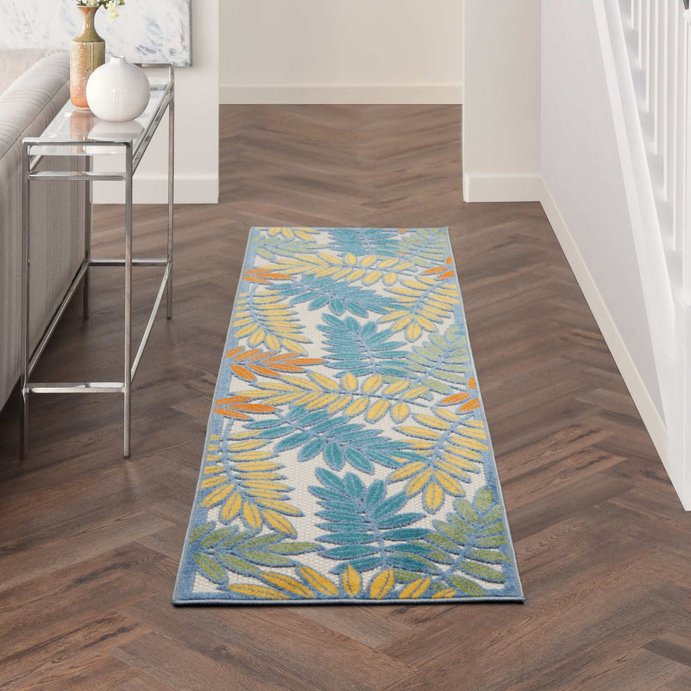 2' X 8' Ivory Floral Non Skid Indoor Outdoor Runner Rug - Homeroots - Flyclothing LLC