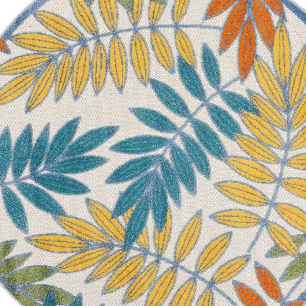 4' X 4' Ivory Round Floral Non Skid Indoor Outdoor Area Rug - Homeroots - Flyclothing LLC