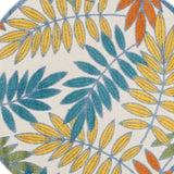 4' X 4' Ivory Round Floral Non Skid Indoor Outdoor Area Rug - Homeroots - Flyclothing LLC