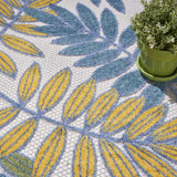 5' X 5' Ivory Round Floral Non Skid Indoor Outdoor Area Rug - Homeroots - Flyclothing LLC