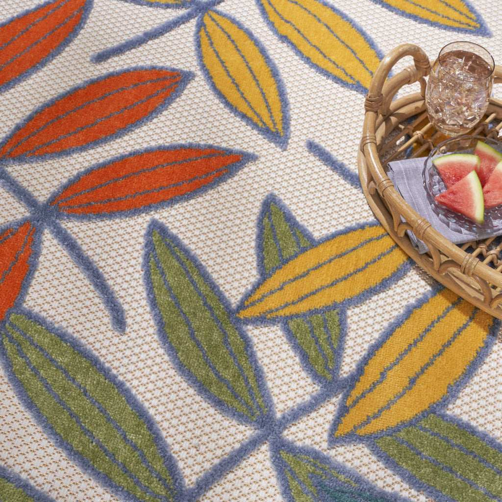 8' X 11' Ivory Floral Non Skid Indoor Outdoor Area Rug - Homeroots - Flyclothing LLC