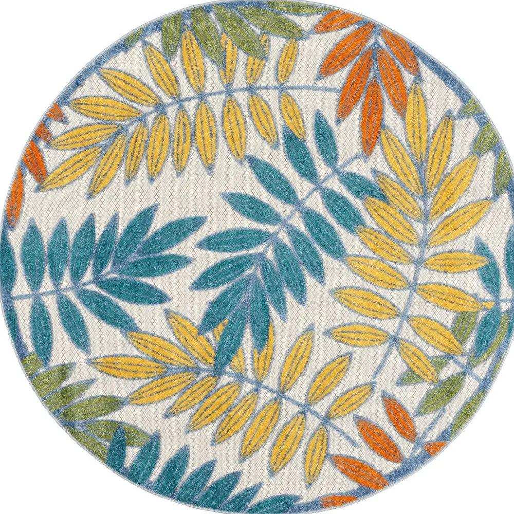 8' X 8' Ivory Round Floral Non Skid Indoor Outdoor Area Rug - Homeroots - Flyclothing LLC